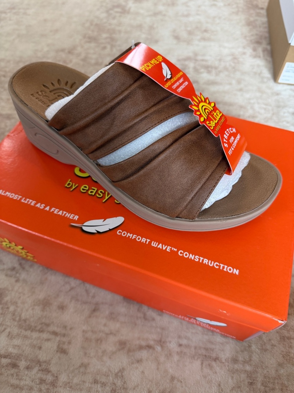 Skechers Brown Ruched Slide Sandal